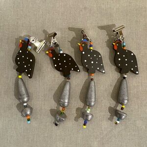 NWT Handcrafted Chicken Tablecloth Weights - Set of 4 - Farmhouse Picnic Decor